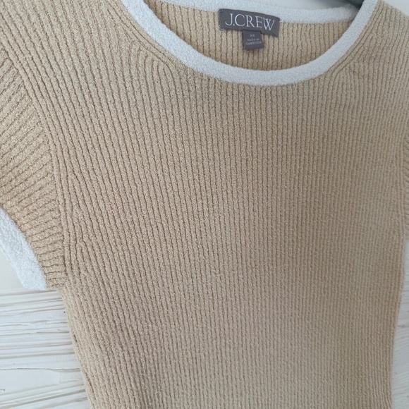 J.Crew Cropped Cap-Sleeve Sweater T-Shirt Beige | Size XS - Picture 3 of 5
